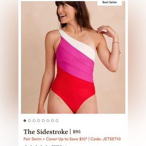 Summersalt “The Side Stroke” Lava, Hibiscus and Sand. Size XL